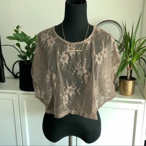 Brandy Melville Sheer Embroidered Floral Crop Top